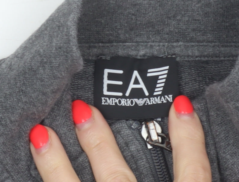 EA7 Emporio Armani Men Grey M Full Zip Logo Track Jacket