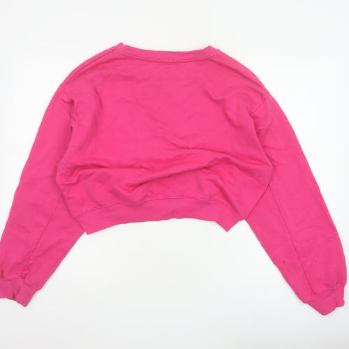 Bershka Women's Pink M Distressed Pullover Crew Neck Sweatshirt