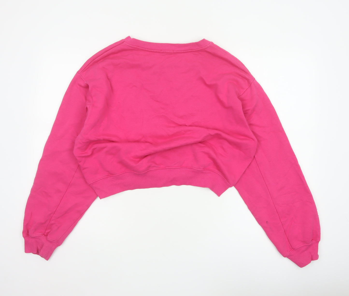 Bershka Women's Pink M Distressed Pullover Crew Neck Sweatshirt