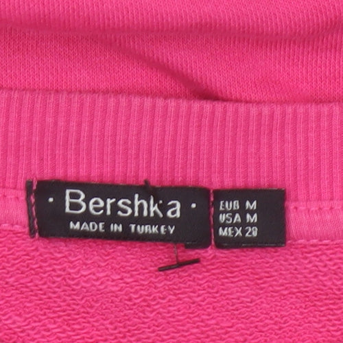 Bershka Women's Pink M Distressed Pullover Crew Neck Sweatshirt