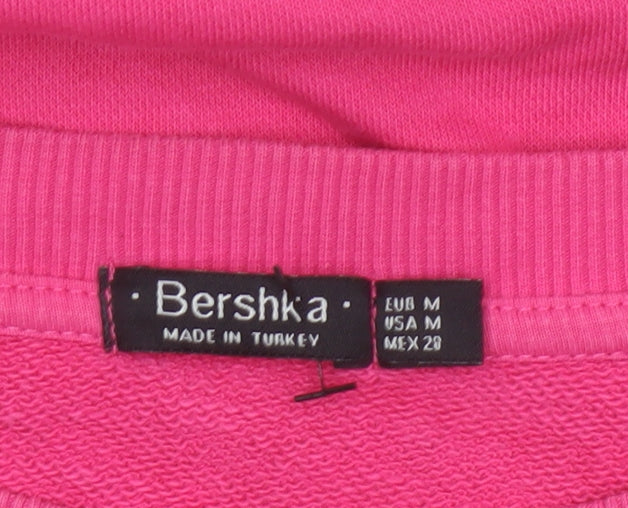 Bershka Women's Pink M Distressed Pullover Crew Neck Sweatshirt