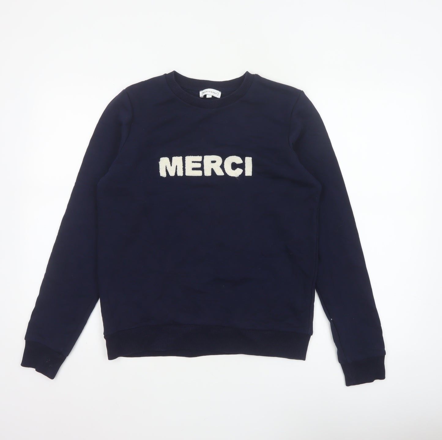 Warehouse Women’s Navy S Merci Logo Pullover Sweatshirt
