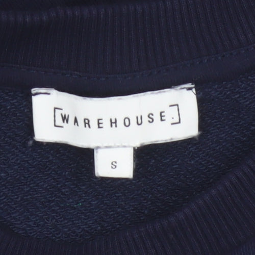 Warehouse Women’s Navy S Merci Logo Pullover Sweatshirt