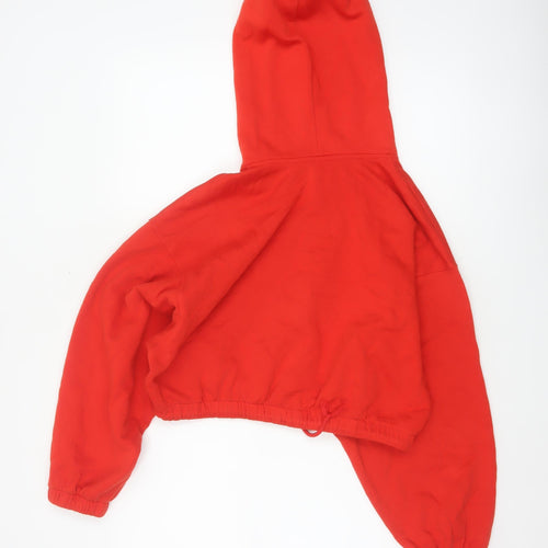 H&M Women’s Red XS Full Zip Hooded Oversized Crop Hoodie