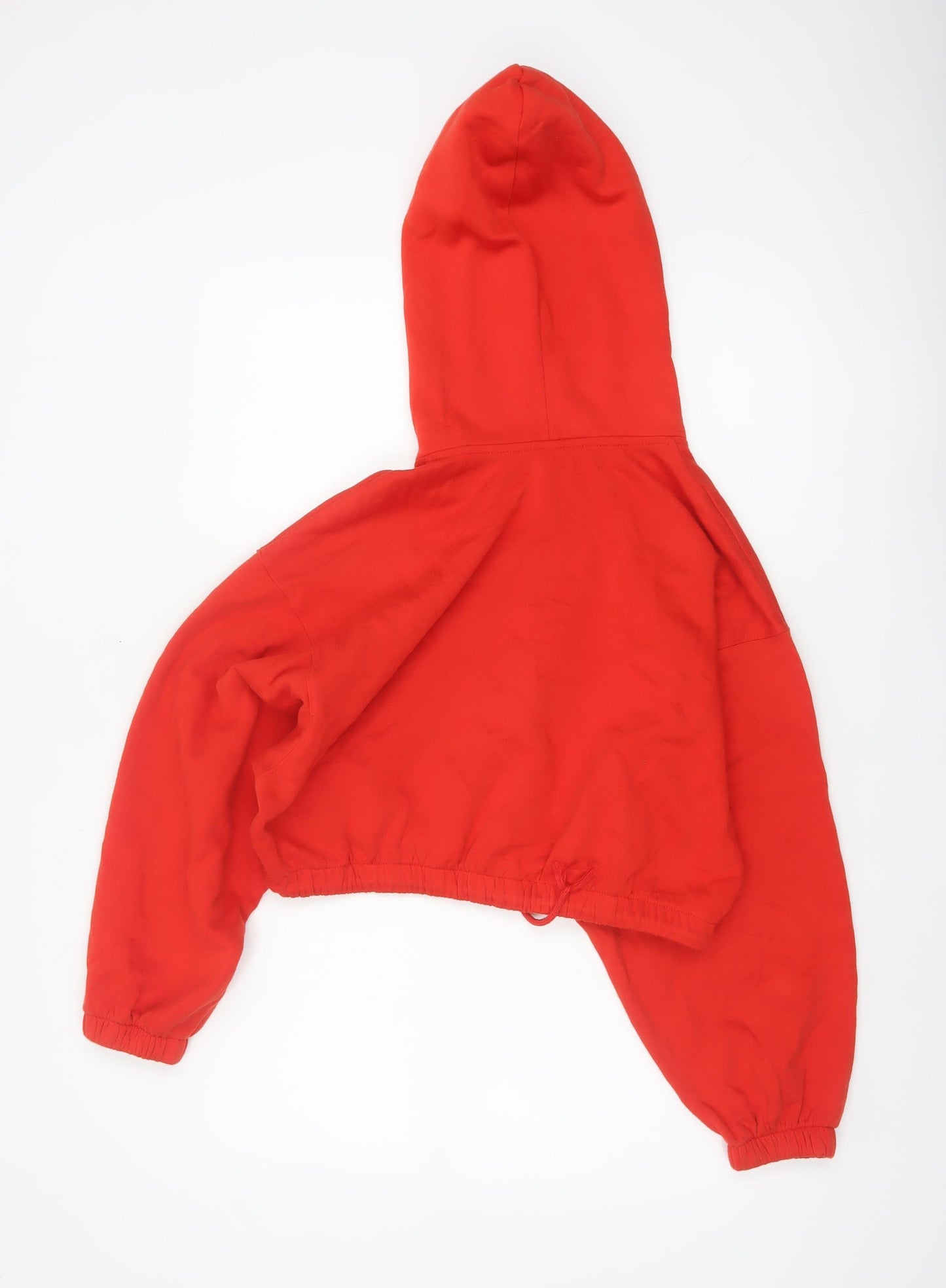 H&M Women’s Red XS Full Zip Hooded Oversized Crop Hoodie