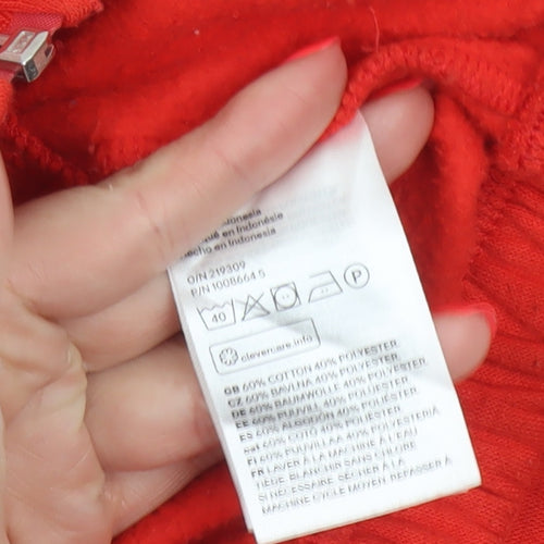 H&M Women’s Red XS Full Zip Hooded Oversized Crop Hoodie