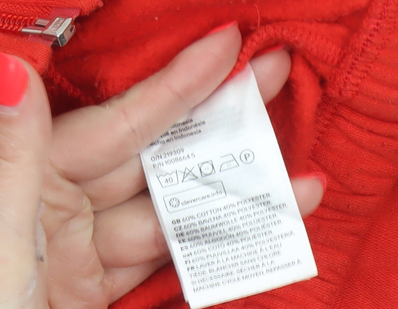 H&M Women’s Red XS Full Zip Hooded Oversized Crop Hoodie