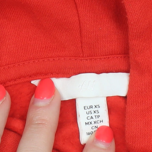 H&M Women’s Red XS Full Zip Hooded Oversized Crop Hoodie