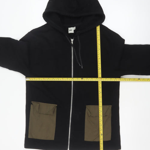 ASOS Men’s Black M Full Zip Hoodie Khaki Utility Pockets Cotton