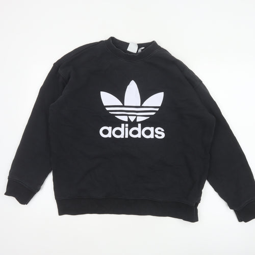 Adidas Women’s Black UK 14 Trefoil Logo Crew Neck Pullover Sweatshirt