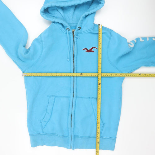 Hollister Men’s Blue M Full Zip Logo Hoodie Fleece Drawstring Pockets