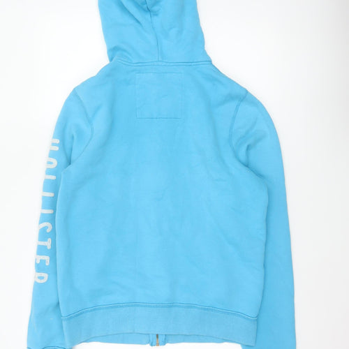 Hollister Men’s Blue M Full Zip Logo Hoodie Fleece Drawstring Pockets