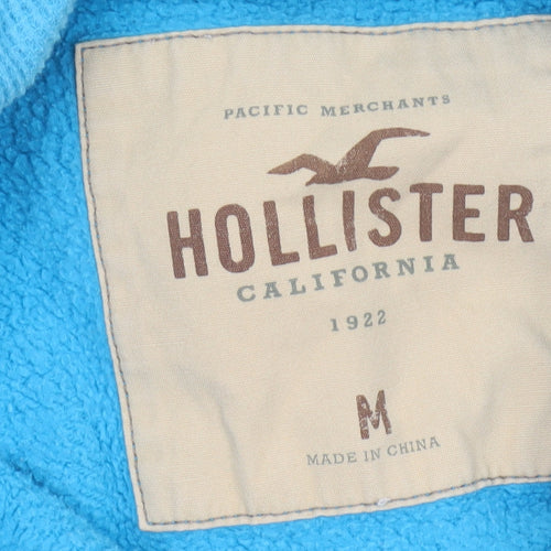Hollister Men’s Blue M Full Zip Logo Hoodie Fleece Drawstring Pockets