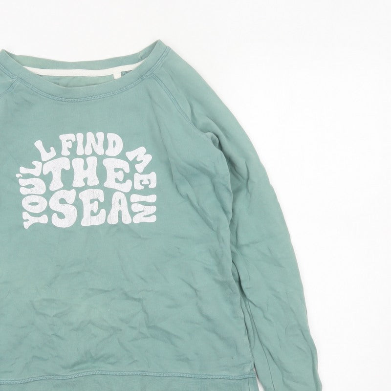Additional view of FatFace Women Green UK 10 Pullover Sweatshirt Sea Graphic Raglan