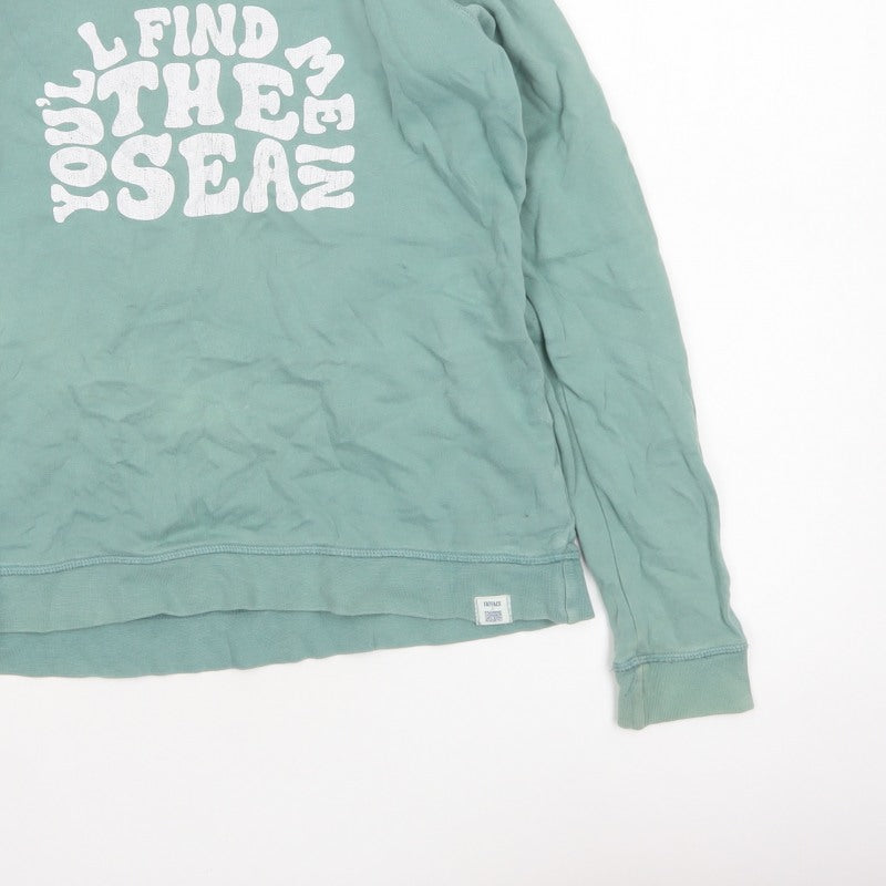Additional view of FatFace Women Green UK 10 Pullover Sweatshirt Sea Graphic Raglan
