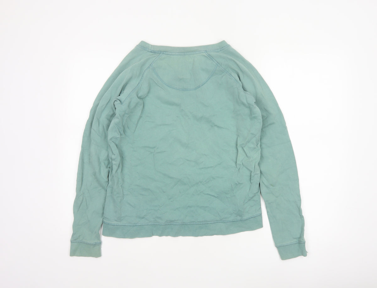 Brand and care label for FatFace Women Green UK 10 Pullover Sweatshirt Sea Graphic Raglan