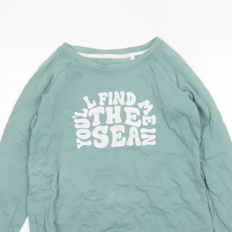 Additional view of FatFace Women Green UK 10 Pullover Sweatshirt Sea Graphic Raglan