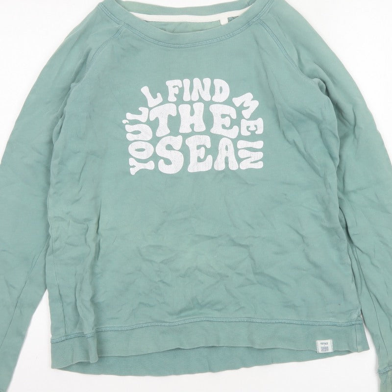 Additional view of FatFace Women Green UK 10 Pullover Sweatshirt Sea Graphic Raglan