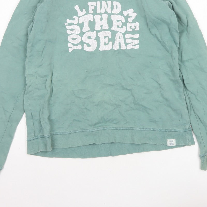 Additional view of FatFace Women Green UK 10 Pullover Sweatshirt Sea Graphic Raglan