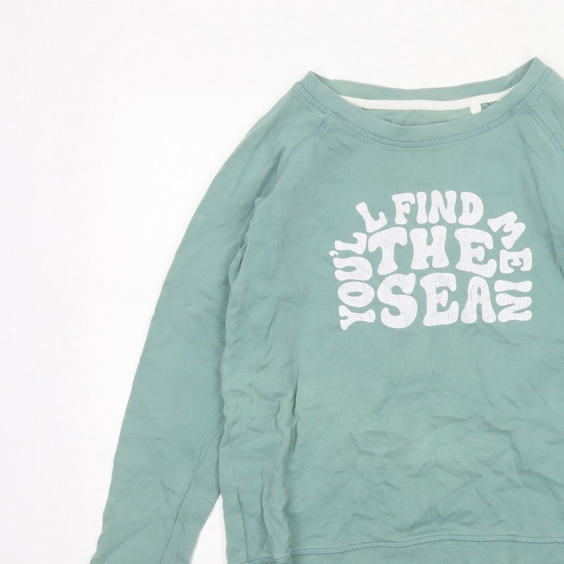 Additional view of FatFace Women Green UK 10 Pullover Sweatshirt Sea Graphic Raglan