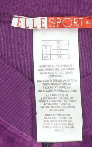 Elle Sport Women’s Purple XL Velour Bomber Jacket Rhinestone Heart
