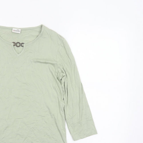 Damart Women’s Green UK 10 Basic 3/4 Sleeve Keyhole Jersey Top