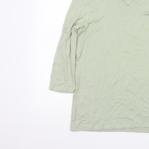 Damart Women’s Green UK 10 Basic 3/4 Sleeve Keyhole Jersey Top