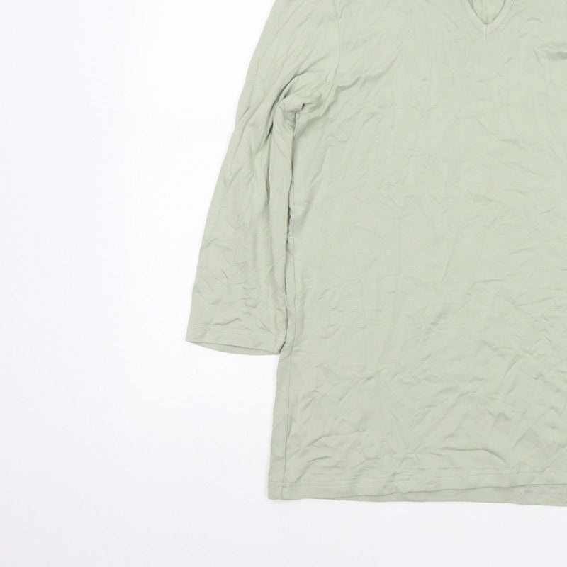 Damart Women’s Green UK 10 Basic 3/4 Sleeve Keyhole Jersey Top