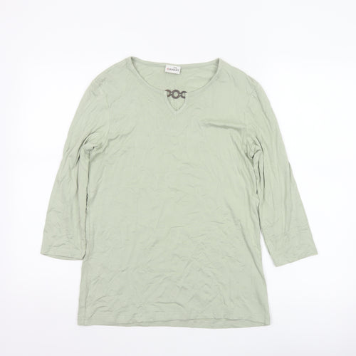 Damart Women’s Green UK 10 Basic 3/4 Sleeve Keyhole Jersey Top