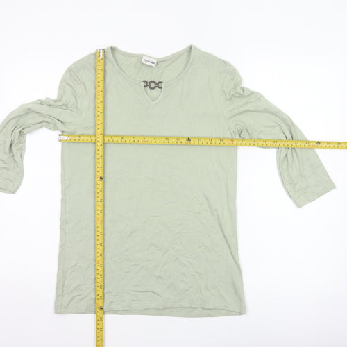 Damart Women’s Green UK 10 Basic 3/4 Sleeve Keyhole Jersey Top