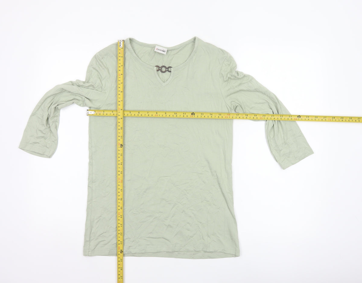 Damart Women’s Green UK 10 Basic 3/4 Sleeve Keyhole Jersey Top