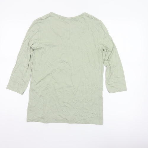 Damart Women’s Green UK 10 Basic 3/4 Sleeve Keyhole Jersey Top