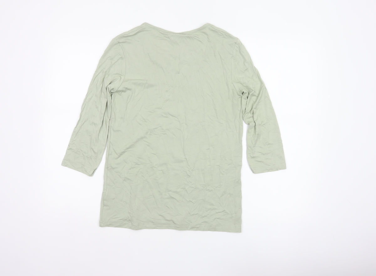 Damart Women’s Green UK 10 Basic 3/4 Sleeve Keyhole Jersey Top