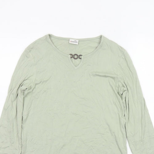 Damart Women’s Green UK 10 Basic 3/4 Sleeve Keyhole Jersey Top