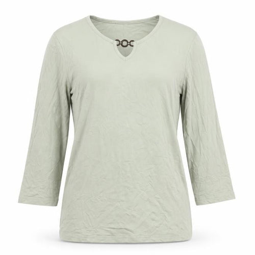 Damart Women’s Green UK 10 Basic 3/4 Sleeve Keyhole Jersey Top