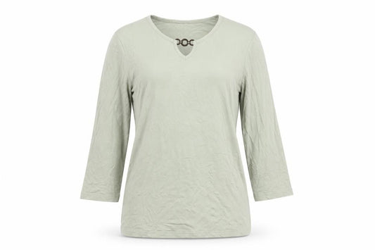 Damart Women’s Green UK 10 Basic 3/4 Sleeve Keyhole Jersey Top