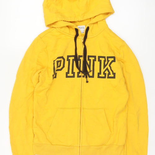 Victoria's Secret PINK Women Yellow XS Full Zip Logo Hoodie