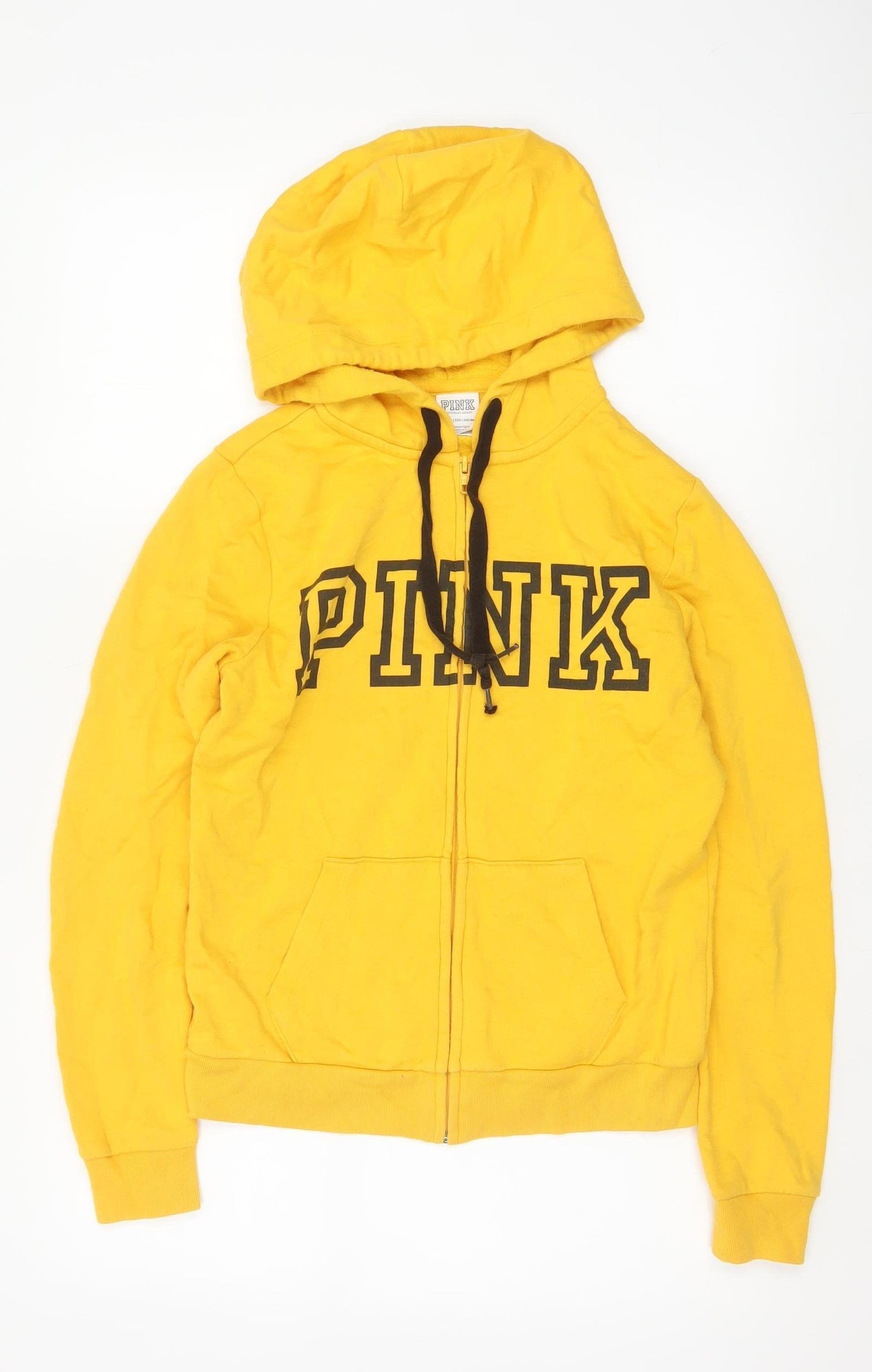 Victoria's Secret PINK Women Yellow XS Full Zip Logo Hoodie