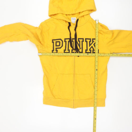 Victoria's Secret PINK Women Yellow XS Full Zip Logo Hoodie