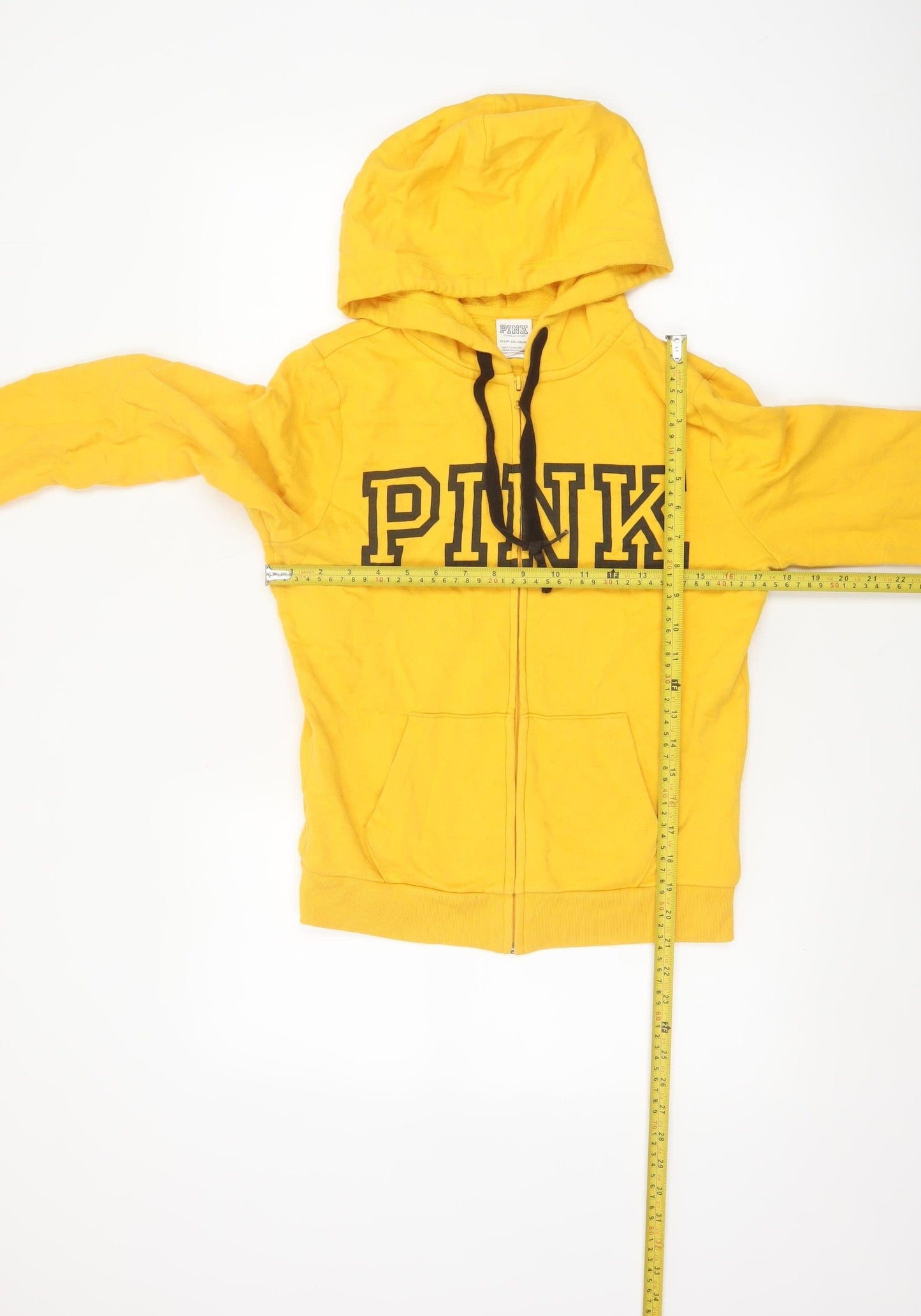 Victoria's Secret PINK Women Yellow XS Full Zip Logo Hoodie