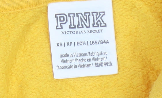 Victoria's Secret PINK Women Yellow XS Full Zip Logo Hoodie
