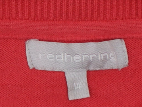 Red Herring Women’s Pink Size 14 Button Knit Cardigan Raglan Long Sleeve