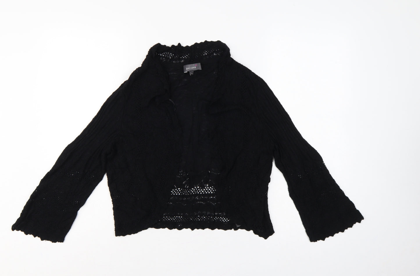Per Una Women’s Black UK 16 Open-Knit Cardigan Long Sleeve