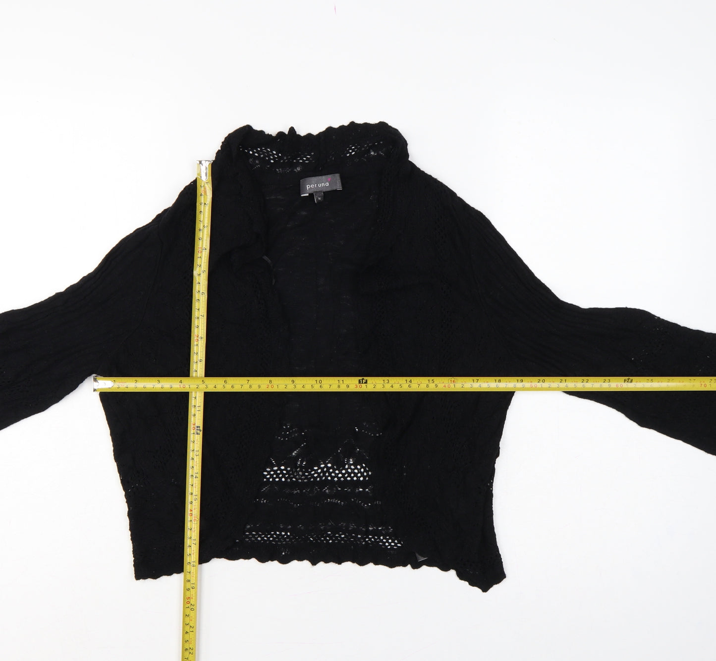 Per Una Women’s Black UK 16 Open-Knit Cardigan Long Sleeve