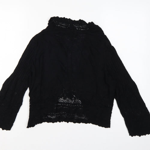 Per Una Women’s Black UK 16 Open-Knit Cardigan Long Sleeve