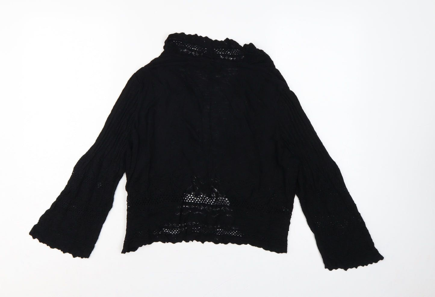 Per Una Women’s Black UK 16 Open-Knit Cardigan Long Sleeve