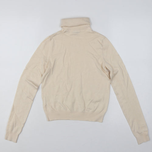 Pimkie Women Beige S Roll Neck Knit Pullover Jumper Button Cuffs