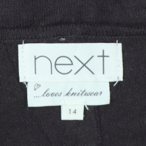 Next Women Brown UK 14 Scoop Neck Knit Pullover Button Cuff Jumper