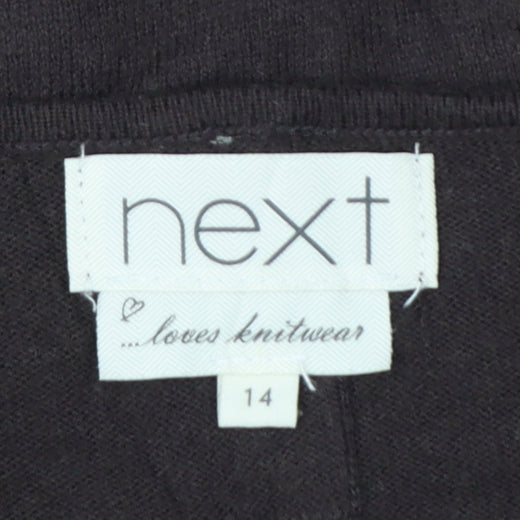 Next Women Brown UK 14 Scoop Neck Knit Pullover Button Cuff Jumper