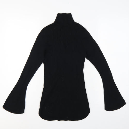 Uniqlo Mame Kurogouchi Women Black M Ribbed High Neck Bell Sleeve Jumper